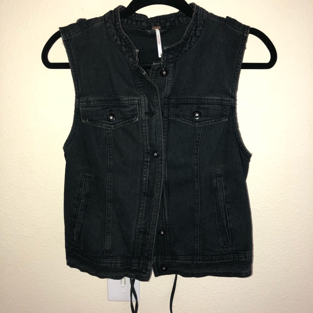 Free People Lace up denim vest